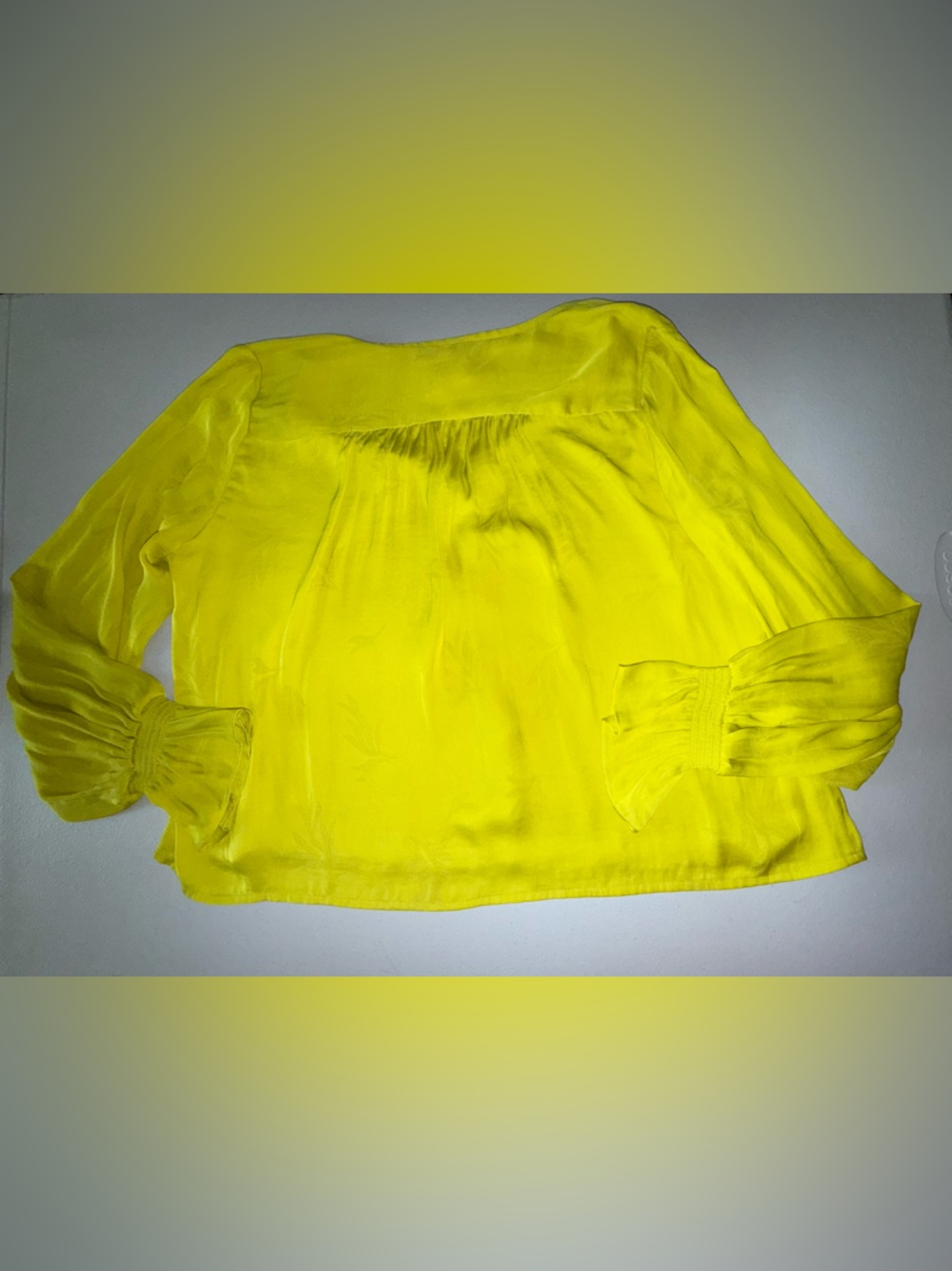 Anthropologie Bright Yellow Boho Blouse Embroidered Textured Top Size Small - Picture 6 of 8